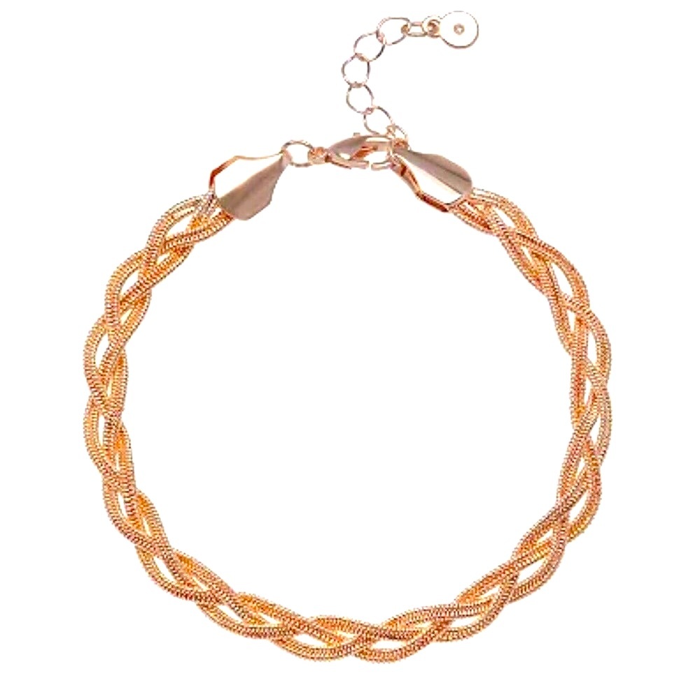 Lauren Conrad Braided Bracelet Rose Gold Tone Twisted Herringbone Chain Elegant